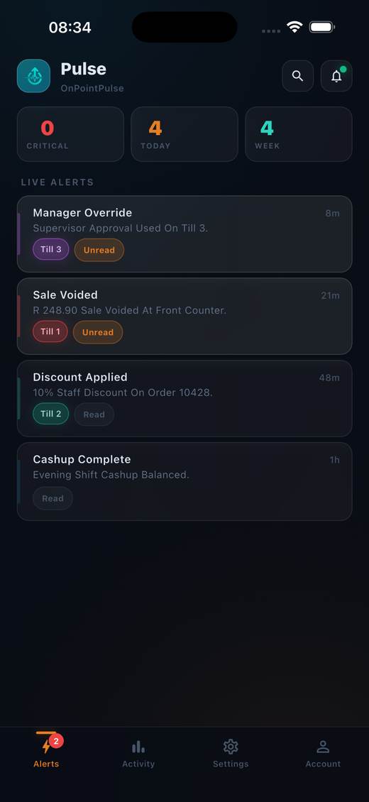 Pulse alerts feed